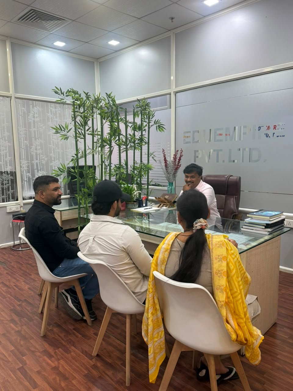 A family in an admissions counselling session at the EduEmpire centre